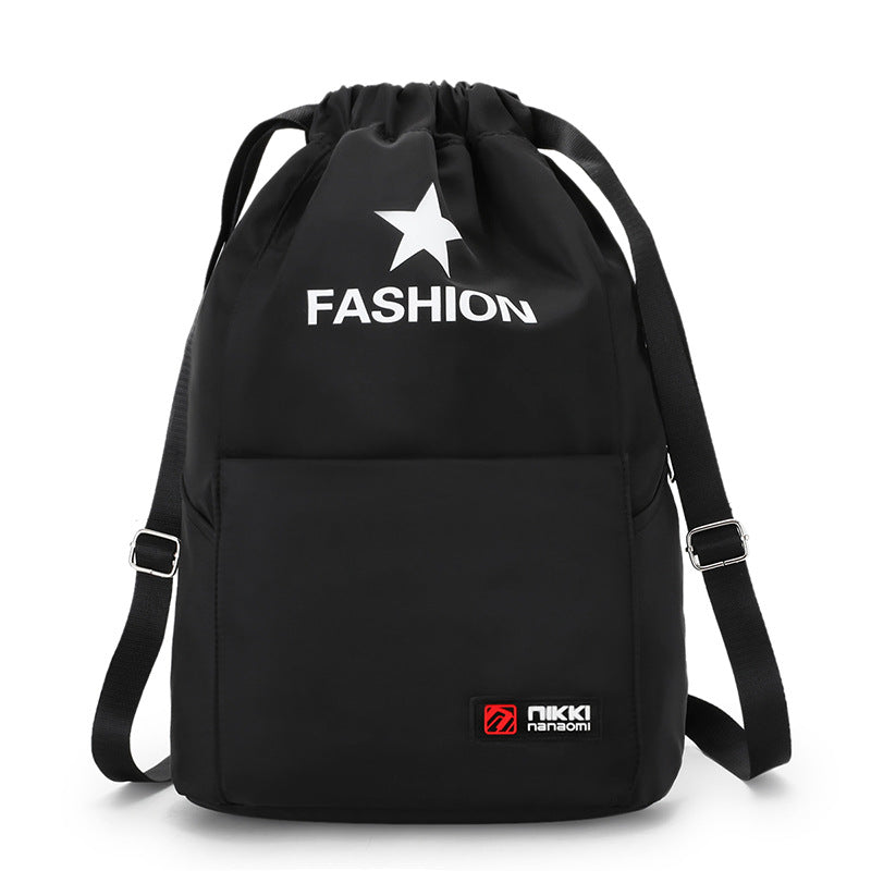 Drawstring Gym Bag Lightweight Nylon Backpack Bundle Pocket