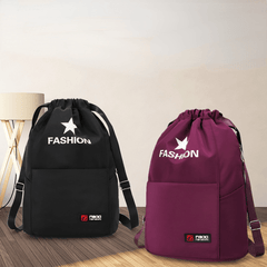 Drawstring Gym Bag Lightweight Nylon Backpack Bundle Pocket