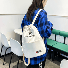 Drawstring Gym Bag Lightweight Nylon Backpack Bundle Pocket