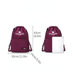 Drawstring Gym Bag Lightweight Nylon Backpack Bundle Pocket