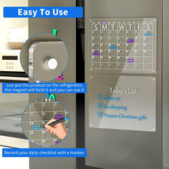 Acrylic Magnetic Dry Erase Board And Calendar For Fridge Set Of 2