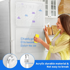 Acrylic Magnetic Dry Erase Board And Calendar For Fridge Set Of 2