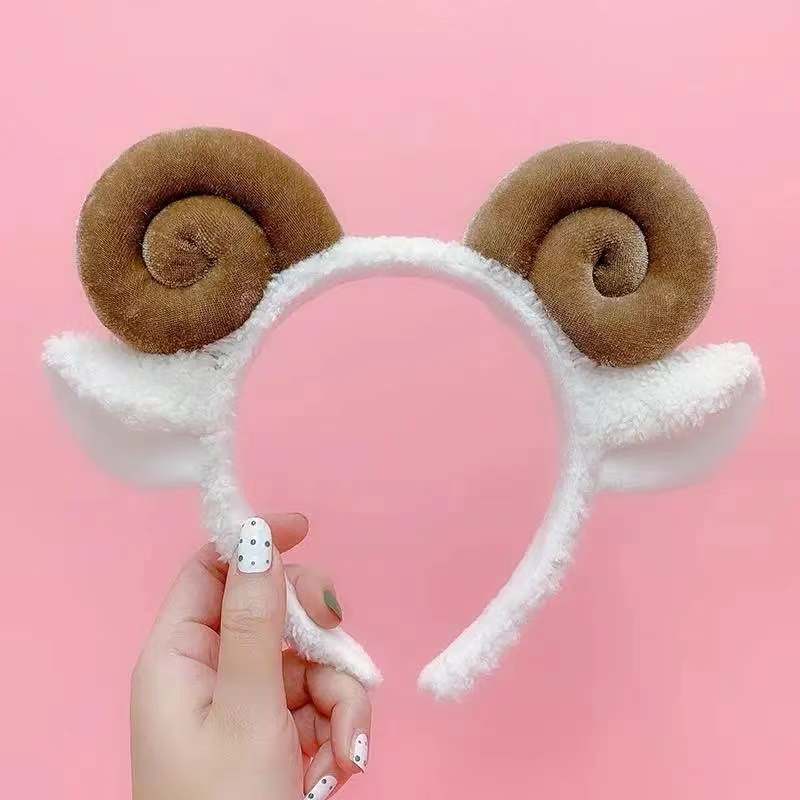 Plush Sheep Horns Hair Band Cute Sheep Lamb Animal Headdress