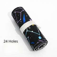 Night Sky Sketch Pencil Bag Large Capacity Canvas Pen Roll 72 Holes