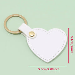 Heart Shape Leather Keychain Pendant With Metal Key Ring