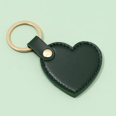 Heart Shape Leather Keychain Pendant With Metal Key Ring
