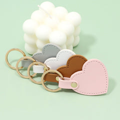 Heart Shape Leather Keychain Pendant With Metal Key Ring