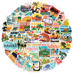 50pcs Hawaii Travel Aesthetics Funny Cartoon Waterproof Stickers For Adults