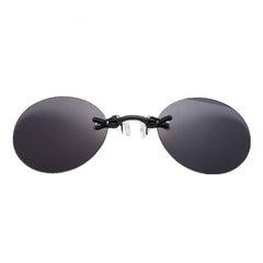 Men's Clip On Round Rimless Flip Up Sunglasses