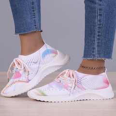 Women Casual Shoes Breathable Mesh Flat Shoes Rainbow Sneakers