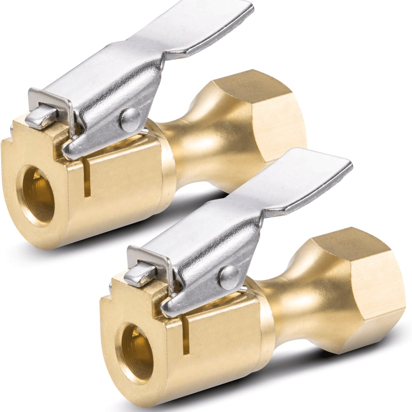 Heavy Duty Open Flow Lock On Tire Chuck with Clip - Yellow