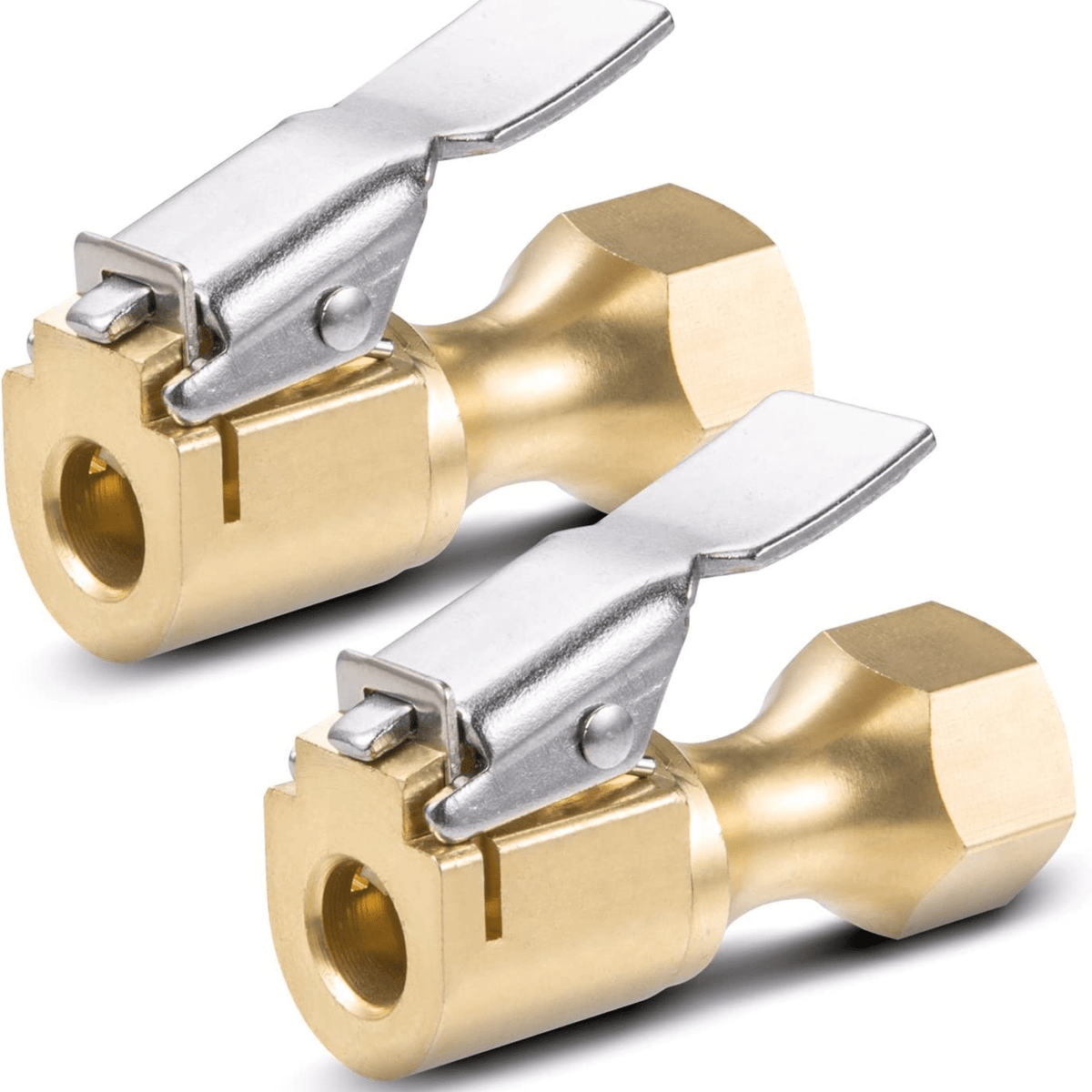 Heavy Duty Open Flow Lock On Tire Chuck with Clip - Yellow