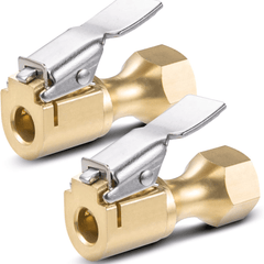 Heavy Duty Open Flow Lock On Tire Chuck with Clip - Yellow