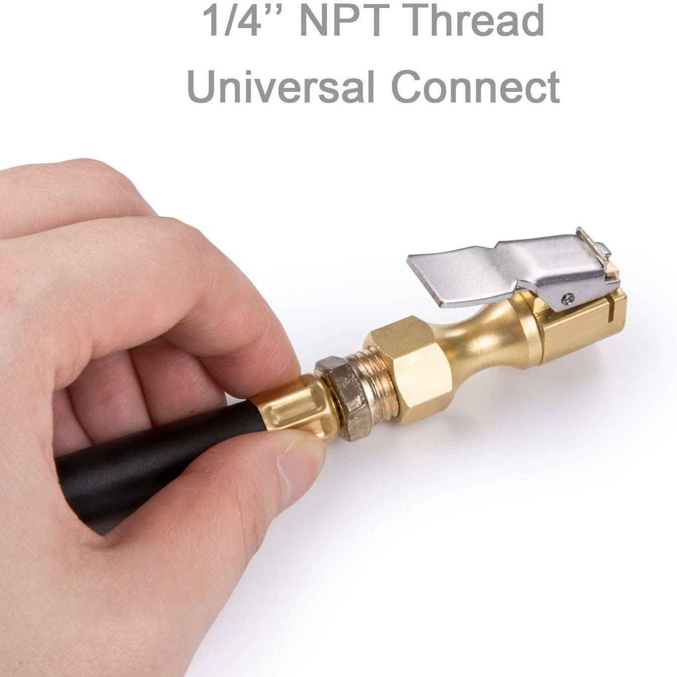 Heavy Duty Open Flow Lock On Tire Chuck with Clip - Yellow