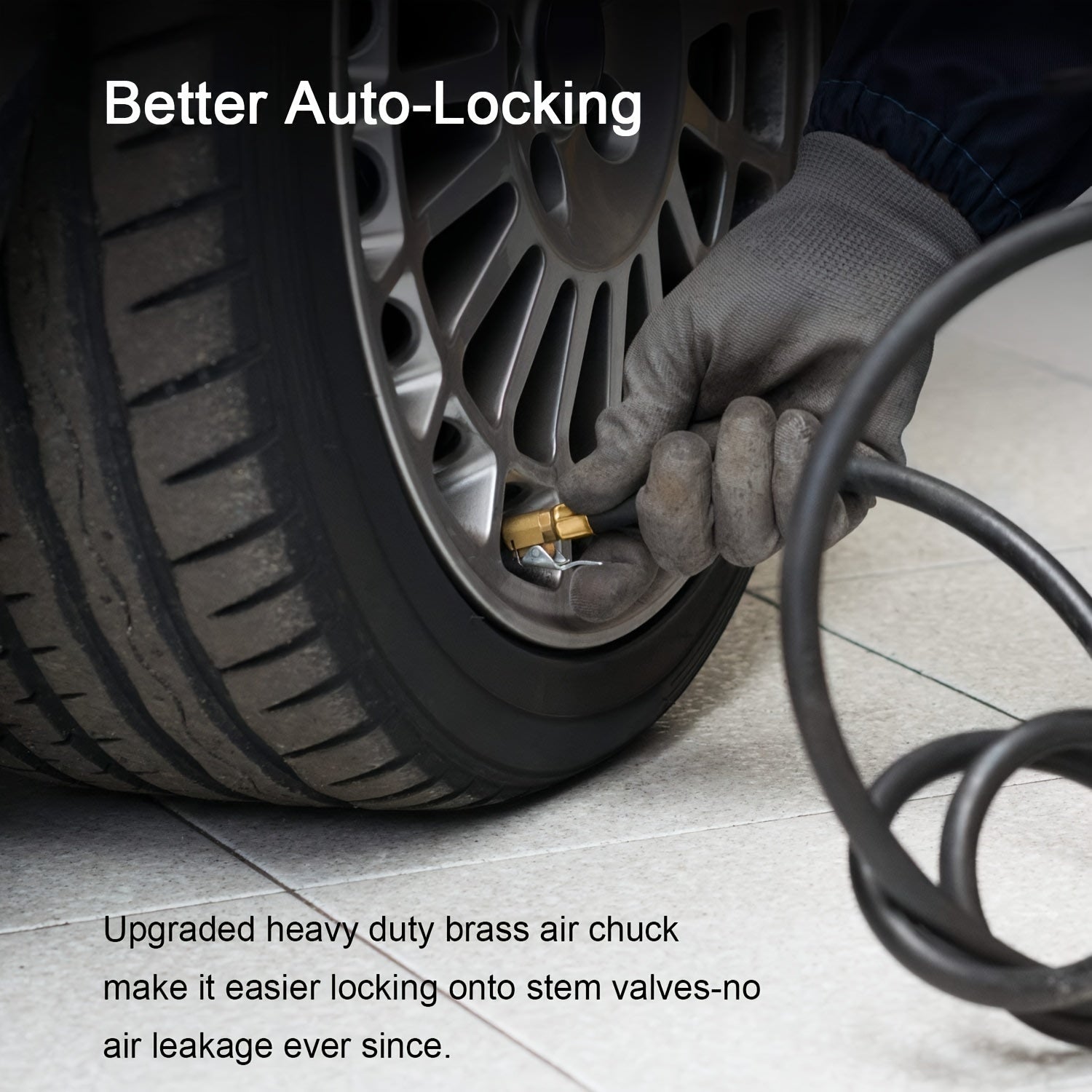 Heavy Duty Open Flow Lock On Tire Chuck with Clip - Yellow