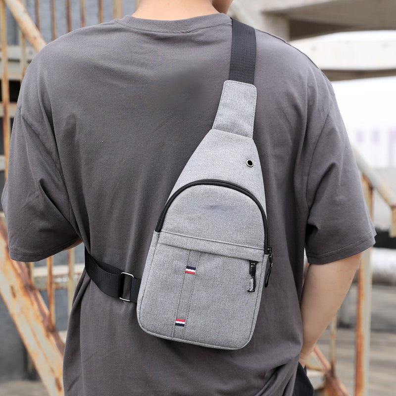 Men's Multifunction Shoulder Bag with Earphone Hole Outdoor Crossbody Bag