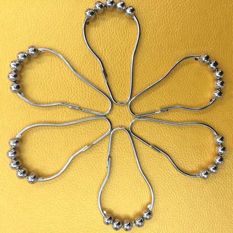 12pcs Rustproof Shower Curtain Rings Hooks 5 Roller Ball Curtain Accessories