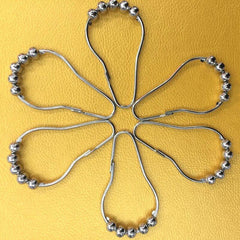 12pcs Rustproof Shower Curtain Rings Hooks 5 Roller Ball Curtain Accessories