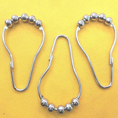 12pcs Rustproof Shower Curtain Rings Hooks 5 Roller Ball Curtain Accessories