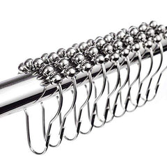12pcs Rustproof Shower Curtain Rings Hooks 5 Roller Ball Curtain Accessories