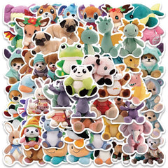 50pcs Cartoon Plush Toy Stickers Vinyl Waterproof Stickers