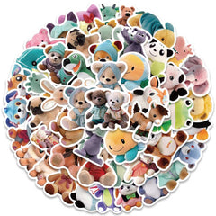 50pcs Cartoon Plush Toy Stickers Vinyl Waterproof Stickers