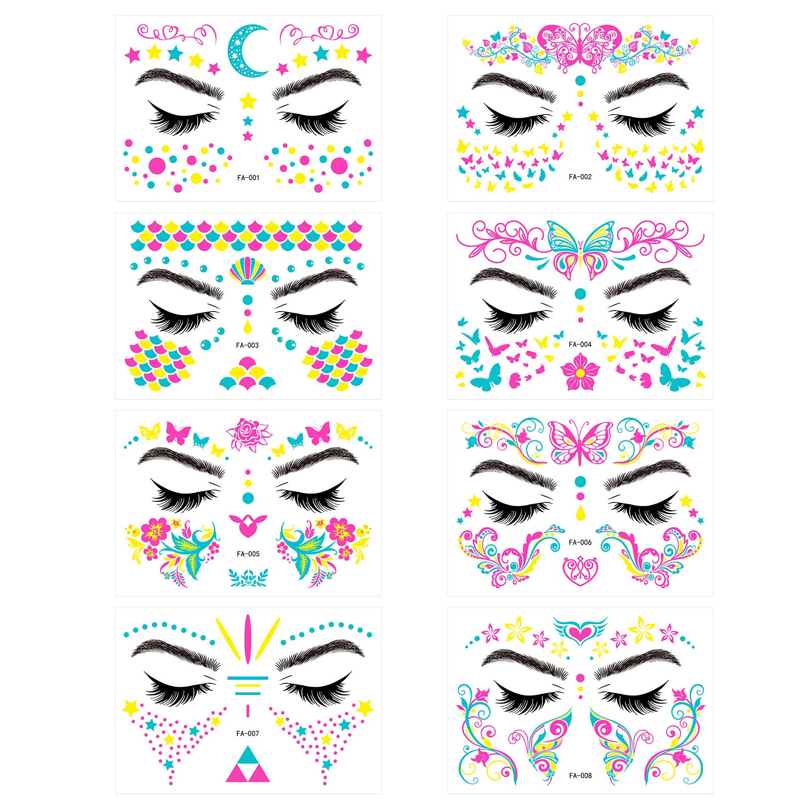 1pc Music Glow Butterfly Waterproof Face Neon Tattoo Stickers