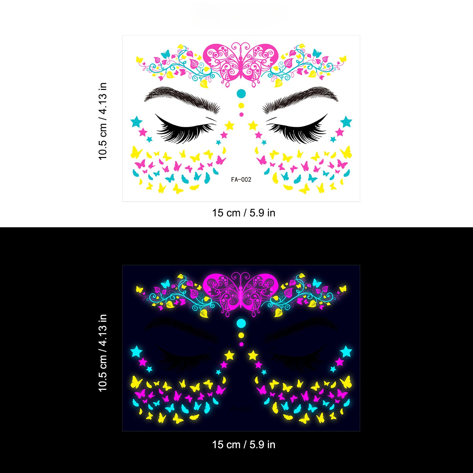 1pc Music Glow Butterfly Waterproof Face Neon Tattoo Stickers