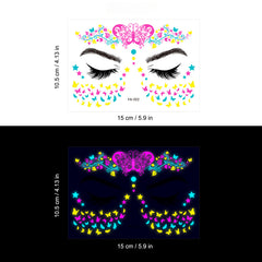 1pc Music Glow Butterfly Waterproof Face Neon Tattoo Stickers
