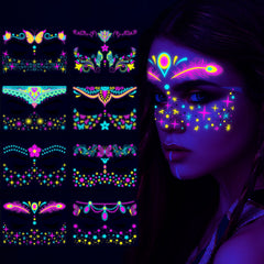 1pc Music Glow Butterfly Waterproof Face Neon Tattoo Stickers