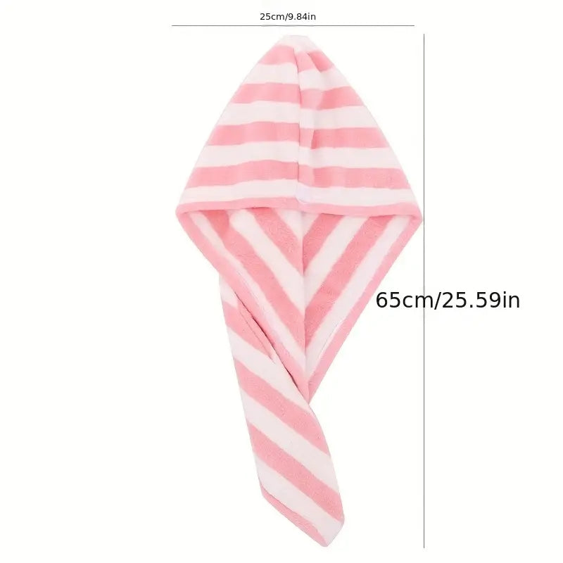 2pcs Plaid Pattern Hair Towel Wrap - Absorbent Quick Dry Coral Fleece Towels