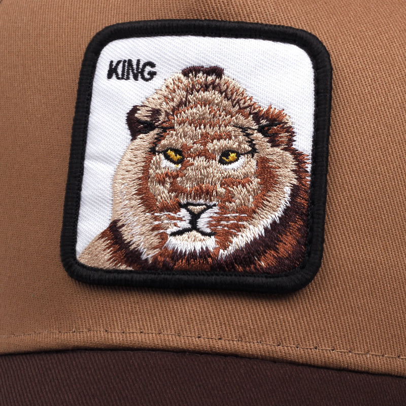 Lion Embroidery Mesh Baseball Cap Vintage Hip Hop Trucker Hat