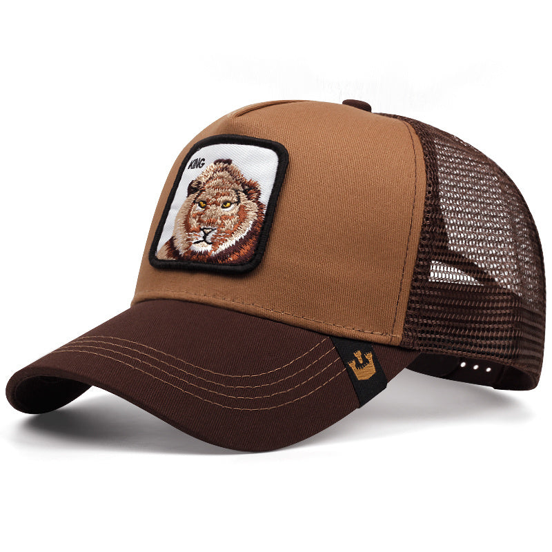 Lion Embroidery Mesh Baseball Cap Vintage Hip Hop Trucker Hat