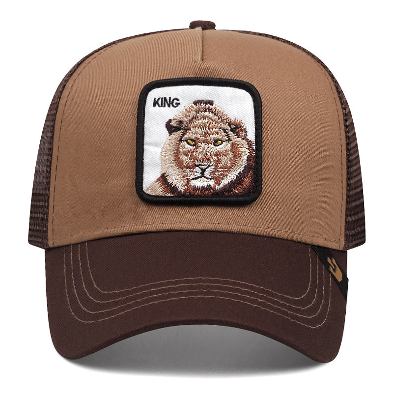 Lion Embroidery Mesh Baseball Cap Vintage Hip Hop Trucker Hat