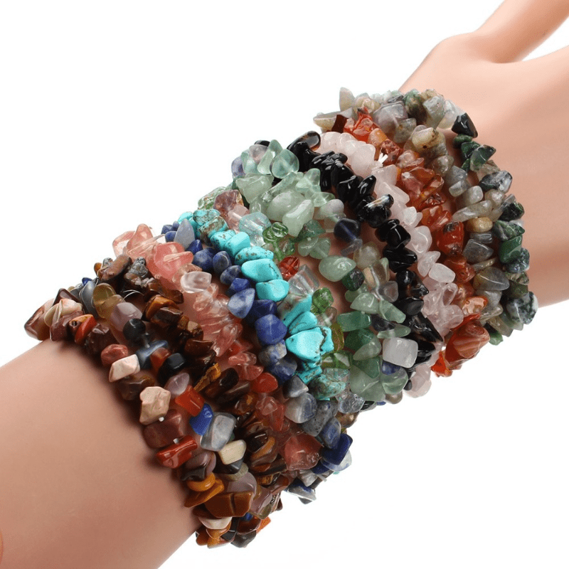 12pcs Natural Stone Bracelets Women Amethyst Labradorite Turquoise Rose Quartz
