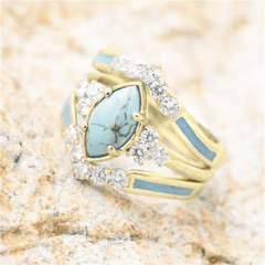 Boho Style Turquoise Stacking Rings Silver Plated Jewelry for Summer Vacation