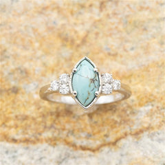 Boho Style Turquoise Stacking Rings Silver Plated Jewelry for Summer Vacation