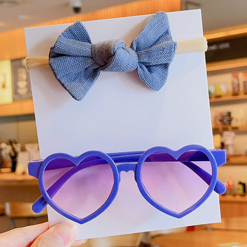 Kids Little Heart Sunglasses & Baby Bow Headband Set