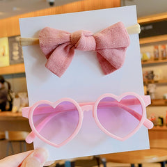 Kids Little Heart Sunglasses & Baby Bow Headband Set