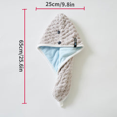 Coral Fleece Hair Drying Cap Double Layer Thick Hair Towel