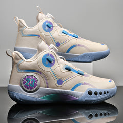 Men's Rotating Buckle Basketball Shoes Non Slip Sneakers For Training