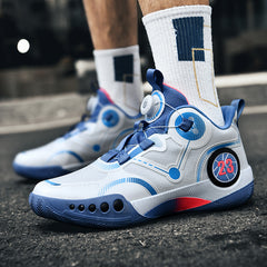 Men's Rotating Buckle Basketball Shoes Non Slip Sneakers For Training