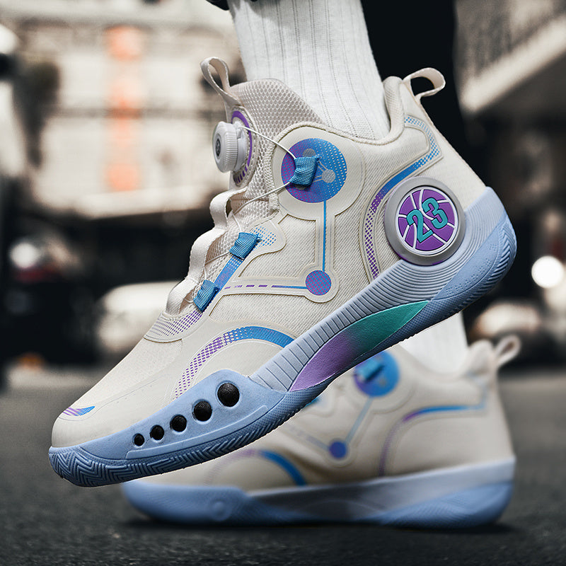 Men's Rotating Buckle Basketball Shoes Non Slip Sneakers For Training