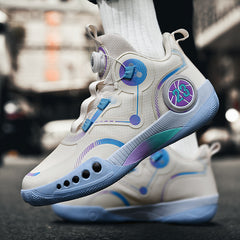 Men's Rotating Buckle Basketball Shoes Non Slip Sneakers For Training