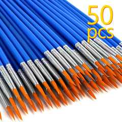 50pcs Nylon Hair Art Painting Brush Set Watercolor Acrylic Paint Small Brush
