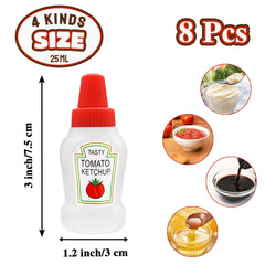 4pcs Mini Sauce Bottles Seasoning Squeeze Bottles Portable Sauce Container