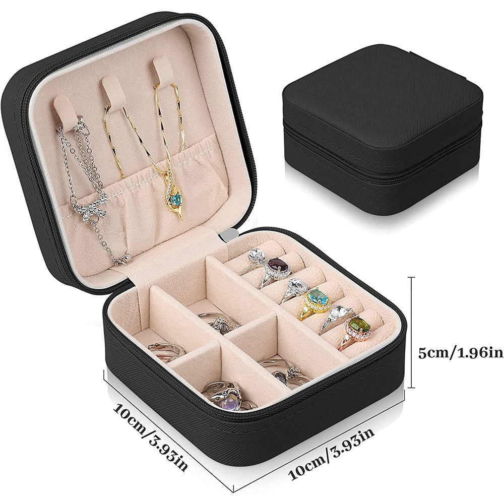 Mini Letter Print Zipper Jewelry Storage Box for Rings Necklaces