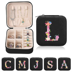 Mini Letter Print Zipper Jewelry Storage Box for Rings Necklaces