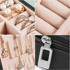Mini Letter Print Zipper Jewelry Storage Box for Rings Necklaces