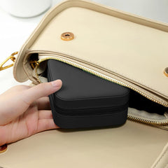 Mini Letter Print Zipper Jewelry Storage Box for Rings Necklaces